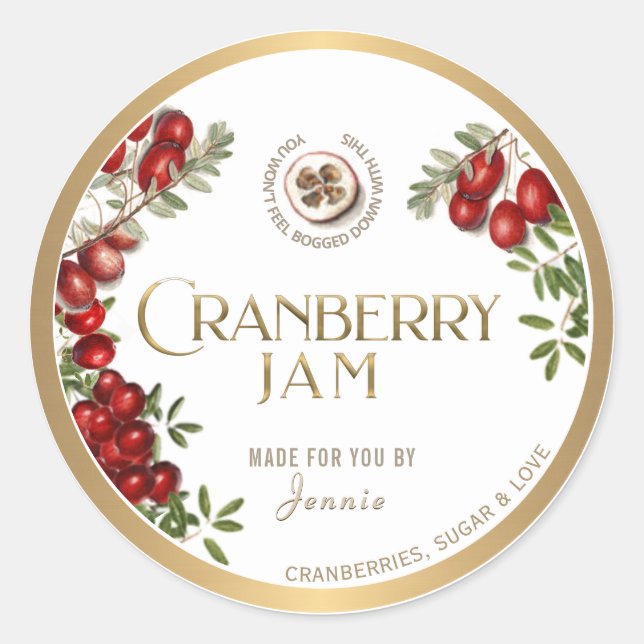 Sticker Rond Witty Logo Design Elegant Cranberry Jam Preserve (Devant)