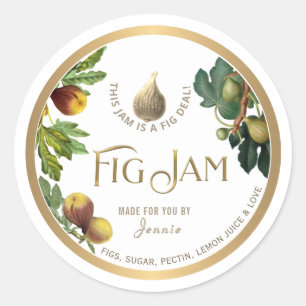 Sticker Rond Witty Logo Design Élégant Fig Jam Preserve Classi
