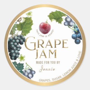 Sticker Rond Witty Logo Design Élégante Jelly Jam Grape