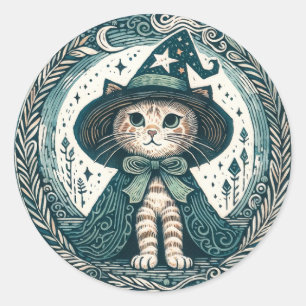 Sticker Rond Wizard Kitty cat