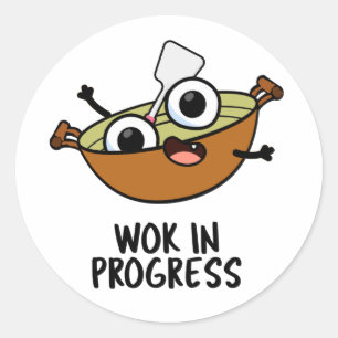 Sticker Rond Wok En Cours Funky Cuisine Pun