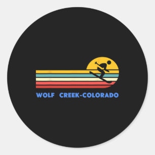 Sticker Rond Wolf Creek Colorado Ski Skiateur Ski Rétro Coucher