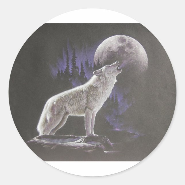 Sticker Rond Wolf de minuit (Devant)
