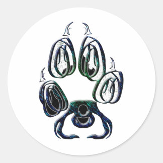 Sticker Rond Wolf Empreinte de patte