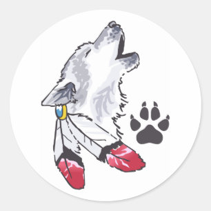 STICKER ROND WOLF ET EMPREINTE DE PATTE