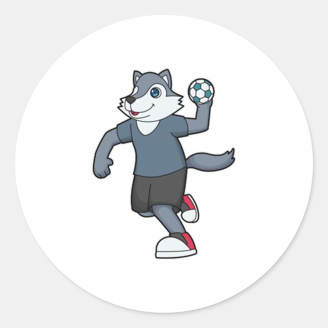 Sticker Rond Wolf Handball joueur Handball (Devant)