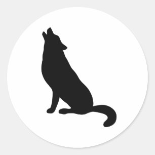 Sticker Rond Wolf Howling Silhouette