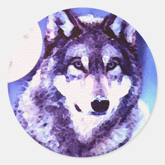 Sticker Rond Wolf Look - Loup solitaire (Devant)