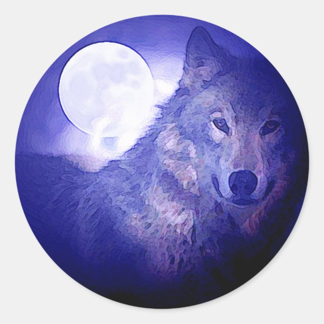 Sticker Rond Wolf & Moon (Devant)
