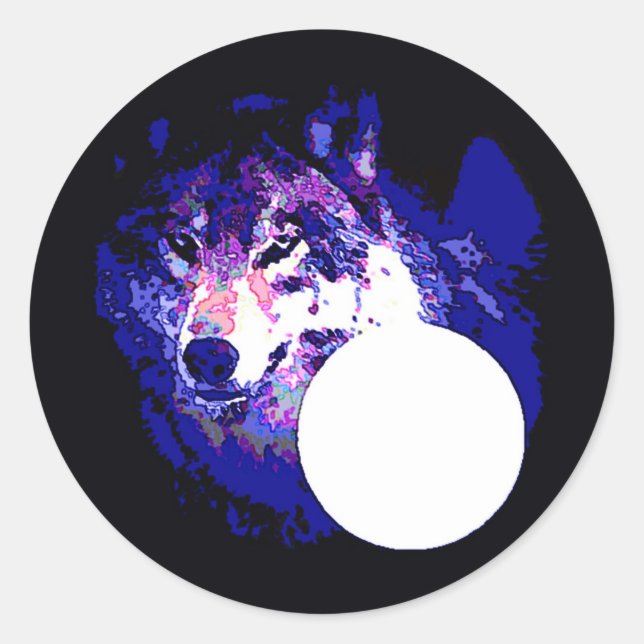 Sticker Rond Wolf & Moon (Devant)