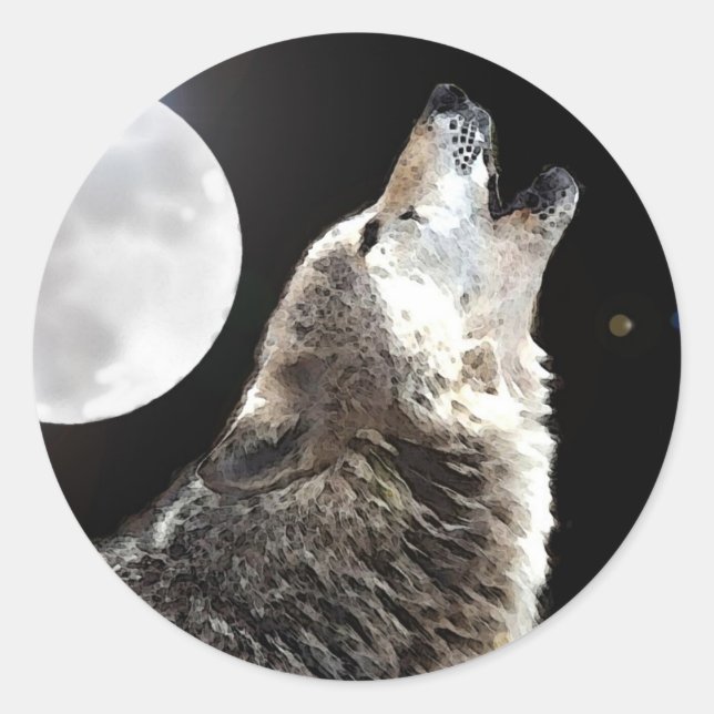 Sticker Rond Wolf & Moon (Devant)