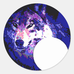 Sticker Rond Wolf & Moon