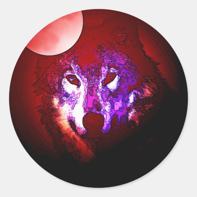 Sticker Rond Wolf & Moon (Devant)