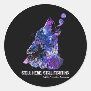 Sticker Rond Wolf Toujours Là Pour Lutter Contre Le Suicide