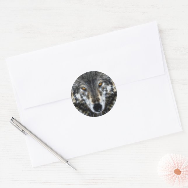 Sticker Rond Wolf Woodland Portrait inspirant (Enveloppe)