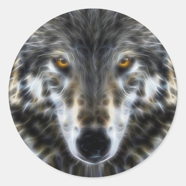 Sticker Rond Wolf Woodland Portrait inspirant (Devant)