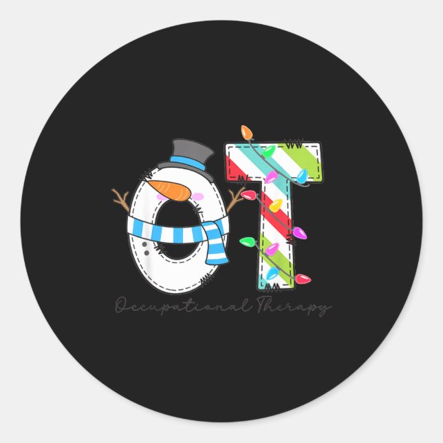 Sticker Rond Women Christmas Occupational Therapy Ot Ota Snowma (Devant)