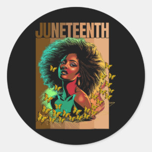 Sticker Rond Women JunetDix Est Ma Fête De L'Indépendance Black