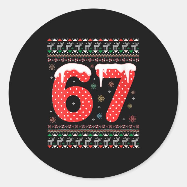 Sticker Rond Womens Funny 67 Meme Christmas Pjs Six Seven Gen A (Devant)