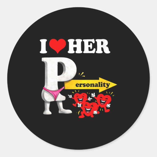 Sticker Rond Women's I Love Her Ity Funny Valentine's Day Coupl (Devant)