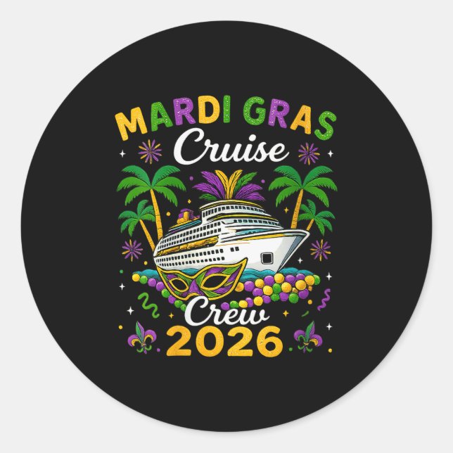 Sticker Rond Womens Mardi Gras Cruise Crew 2026 Trip New Orlean (Devant)