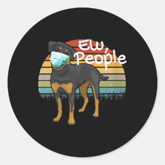 Sticker Rond Womens Rottweiler Puppy with Mask