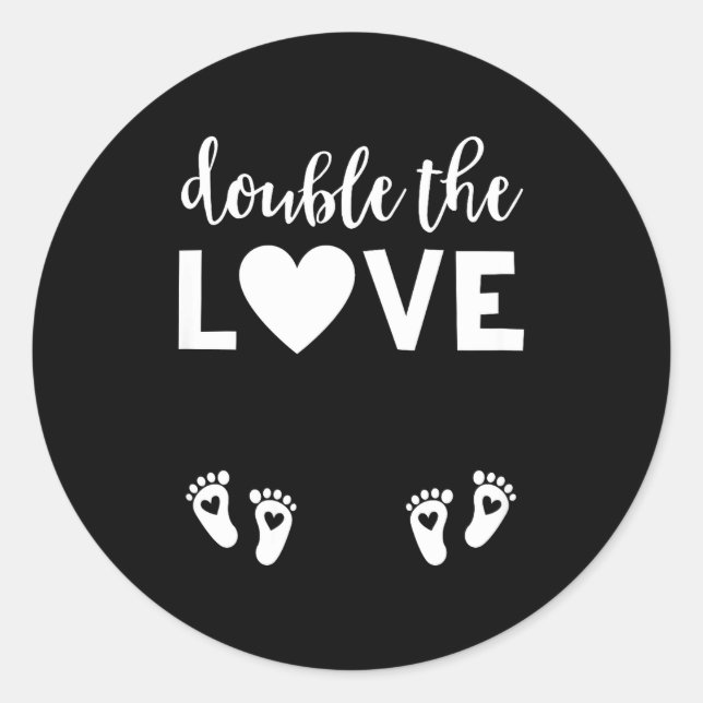 Sticker Rond Womens Valentines Day Twin Pregnancy Announcemen V (Devant)