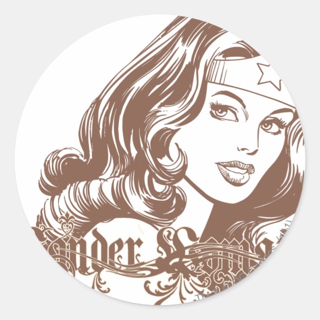 Sticker Rond Wonder Woman Brown (Devant)