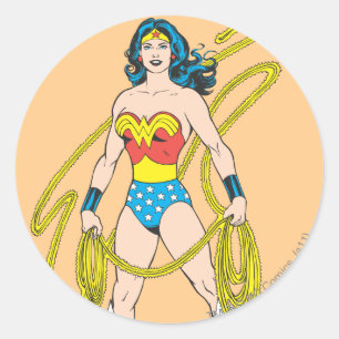 Sticker Rond Wonder Woman détient Lasso 5