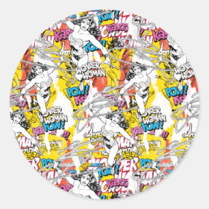Sticker Rond Wonder Woman Neon Motif