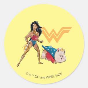 Sticker Rond Wonder Woman & PB