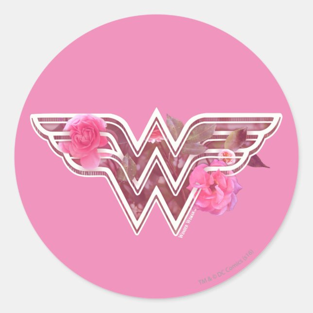 Sticker Rond Wonder Woman Pink Camellia Flowo (Devant)