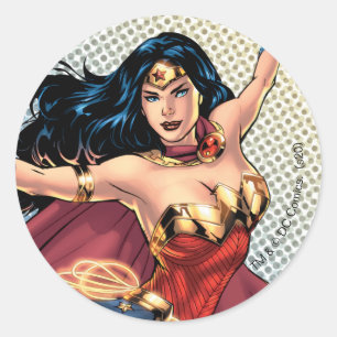 Sticker Rond Wonder Woman Portant Cape