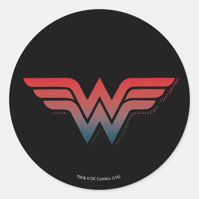 Sticker Rond Wonder Woman Red Blue Gradient Logo (Devant)