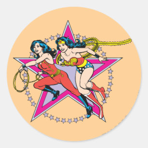 Sticker Rond Wonder Woman Star Arrière - plan