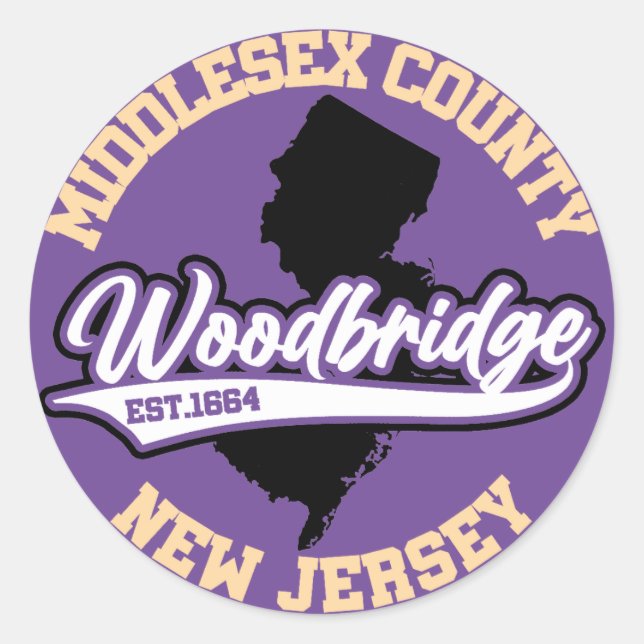 Sticker Rond Woodbridge, New Jersey (Devant)