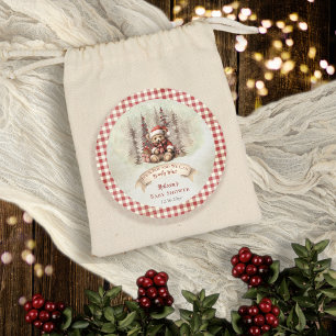 Sticker Rond Woodland Bear Bearly Wait Holiday Boy Baby shower