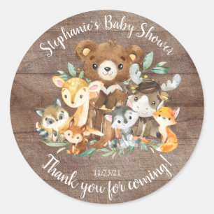 Sticker Rond Woodland Friends Baby shower Favoriser