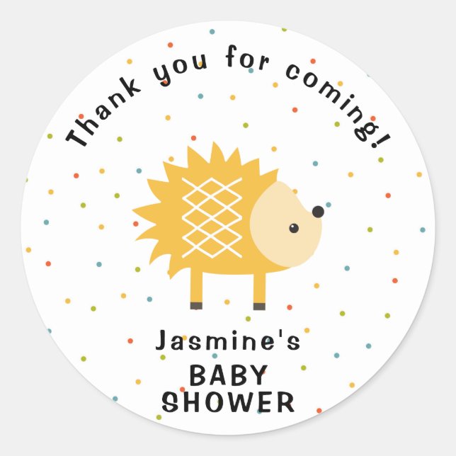 Sticker Rond Woodland hedgehog merci d'être venu en faveur (Devant)