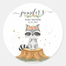 Sticker Rond Woodland Raccoon