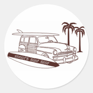 Sticker Rond Woody's Surf Shop