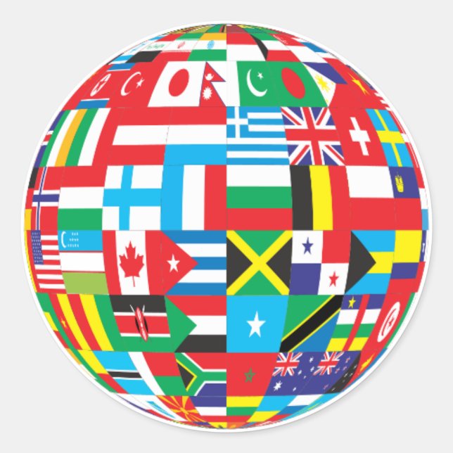 Sticker Rond World Flags, Globe (Devant)