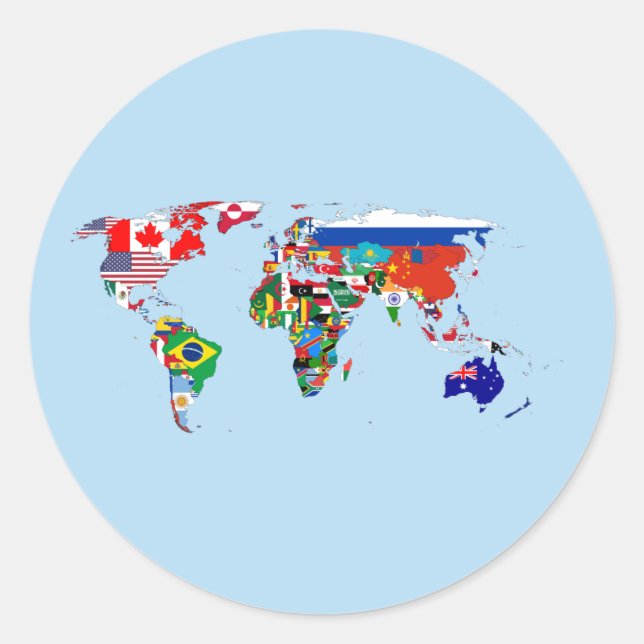 Sticker Rond World Map of Flags (Devant)