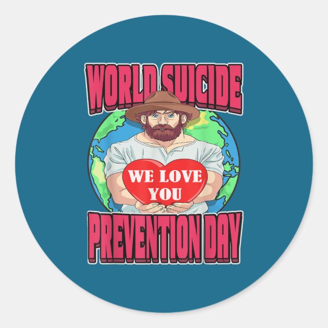 Sticker Rond World Suicide Prevention Day Motivational Dad Sept (Devant)