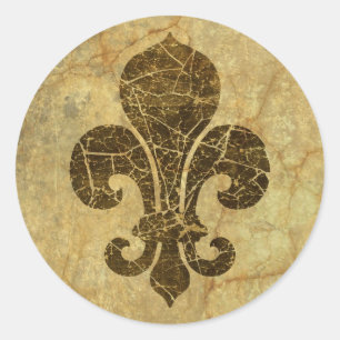 Sticker Rond Worn Fleur De Lis