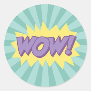 Sticker Rond WOW, effet de style de bande dessinée