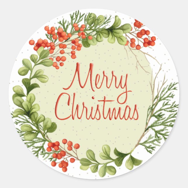 Sticker Rond Wreath de Noël (Devant)