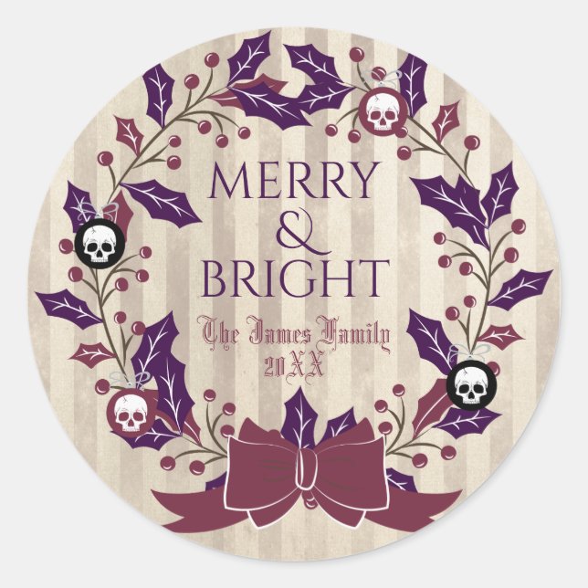 Sticker Rond Wreath moderne Black & Gold (Devant)