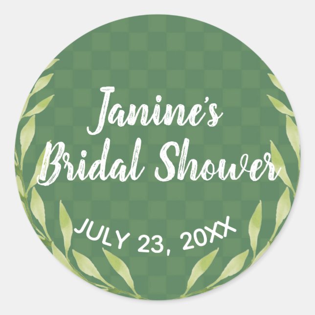 Sticker Rond Wreath vert moderne personnalisable (Devant)