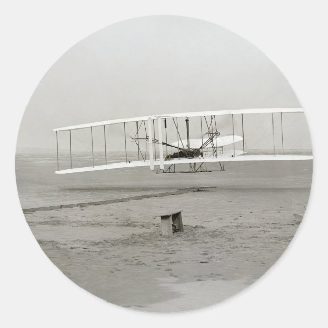 Sticker Rond Wright Brothers Flyer First Plane Flight Aviation (Devant)